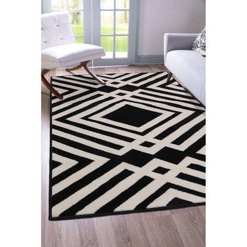 Maestro Diamond Mono Black/White Rug-Melrose-Rug Love - The Most Loved Rug Store